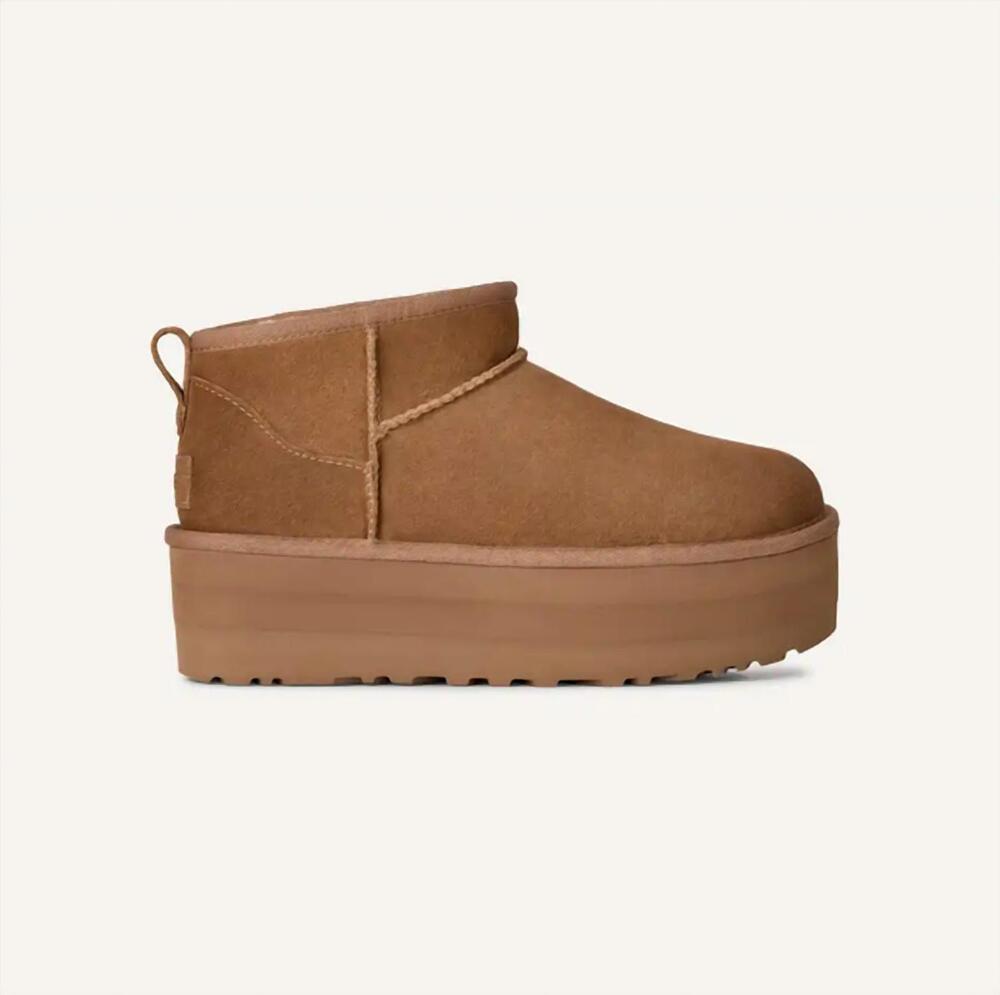 NEW UGG women's classic ultra mini platform boot in chestnut